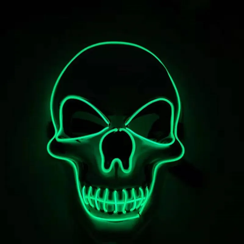 Skull LED Glowing Halloween Mask - Green