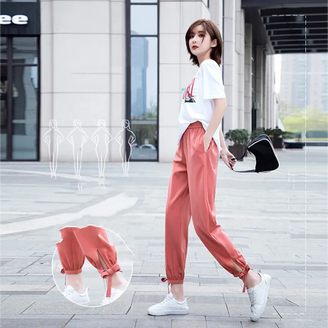 Wide leg pants with high waistline Light Red - Shop at LoveMi