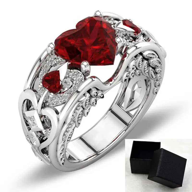 Princess Ring Heart-shaped Ruby Engagement