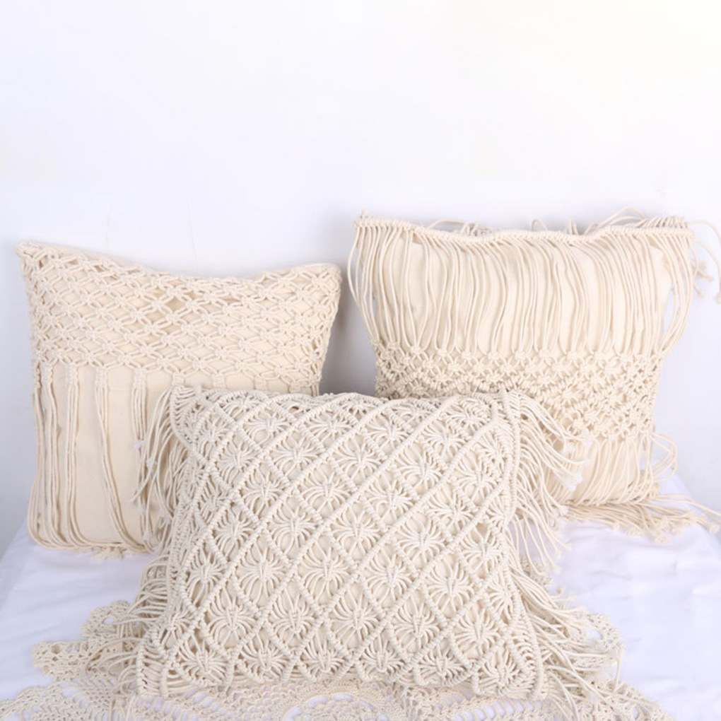 Hand-woven tassel pillow