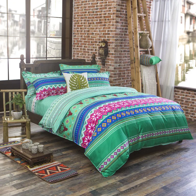Three-piece Set Of Ethnic Printing On Polyester Bed - F1.2M