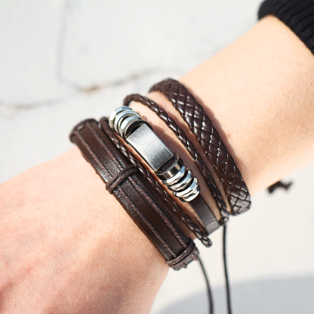 Men's Vintage Handmade Multilayer Leather Bracelet Wrist