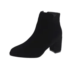 Women's Frosted High Heel Boots - Black - View 1