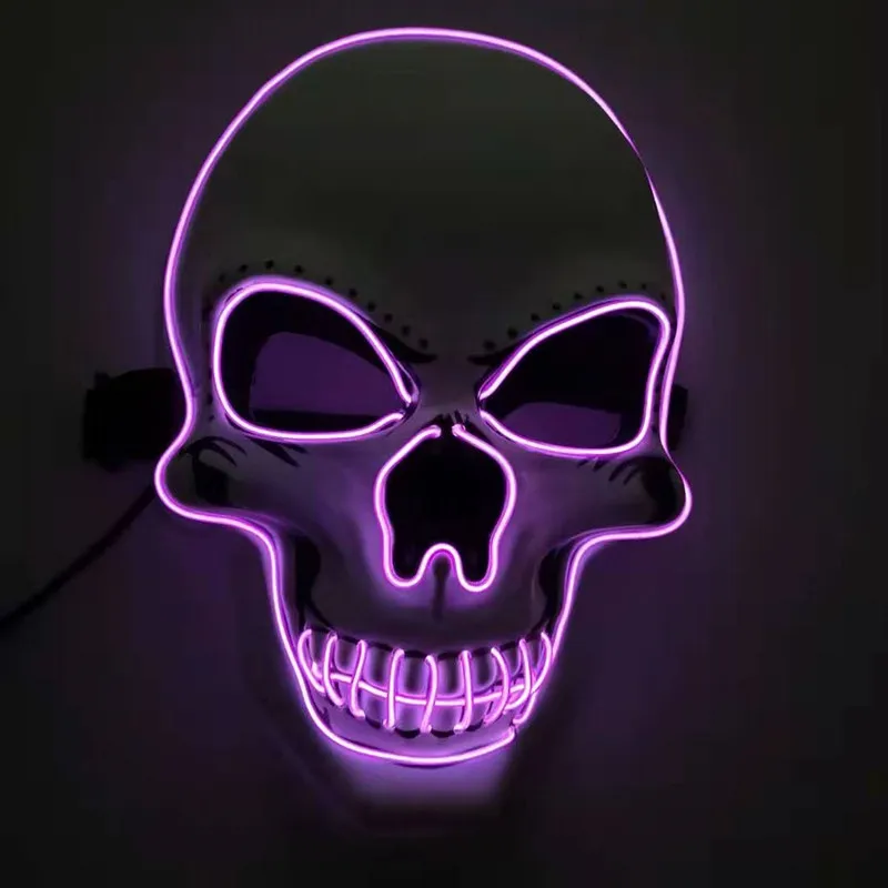 Skull LED Glowing Halloween Mask - Purple