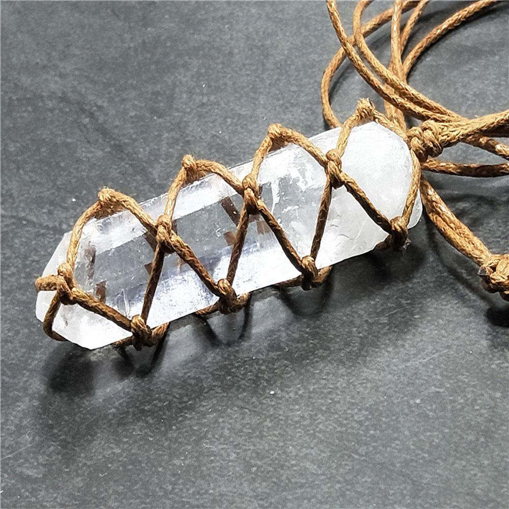 White crystal pillar pendant necklace — foto 7