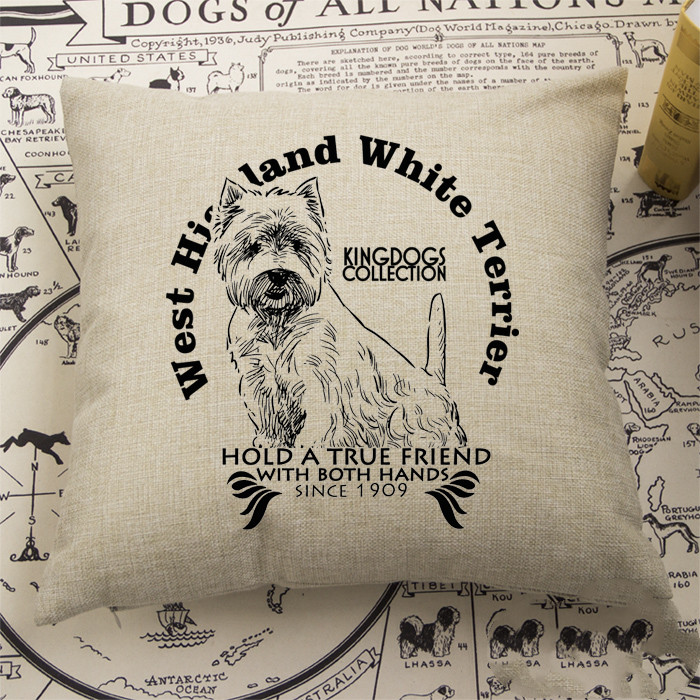 Cotton and linen material terrier pillow