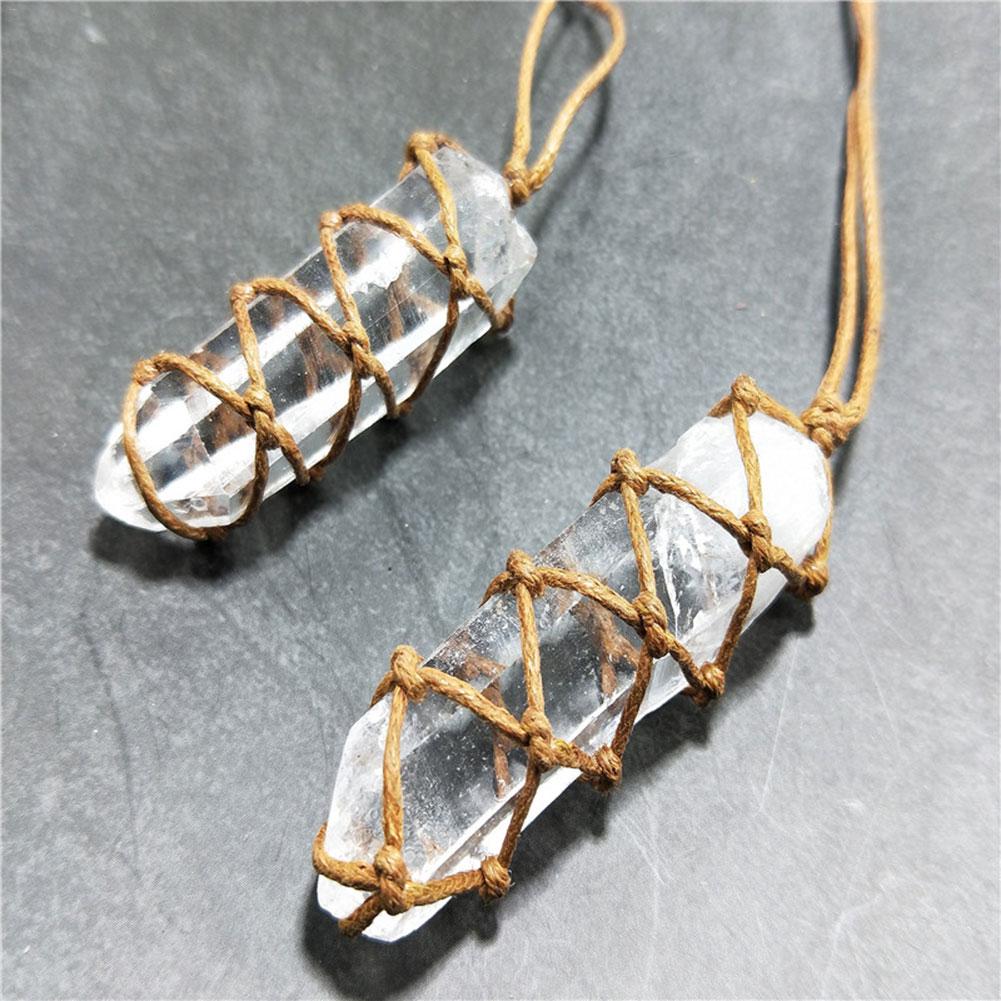 White crystal pillar pendant necklace — foto 5