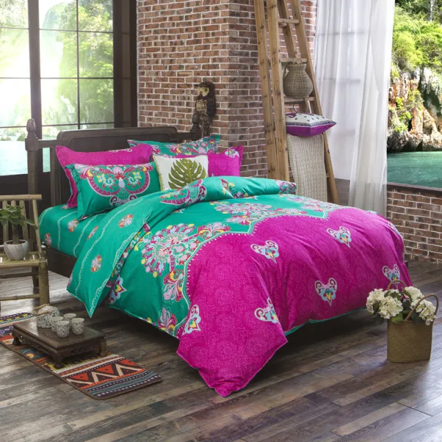 Three piece Set Of Ethnic Printing On Polyester Bed E2M - Shop at LoveMi