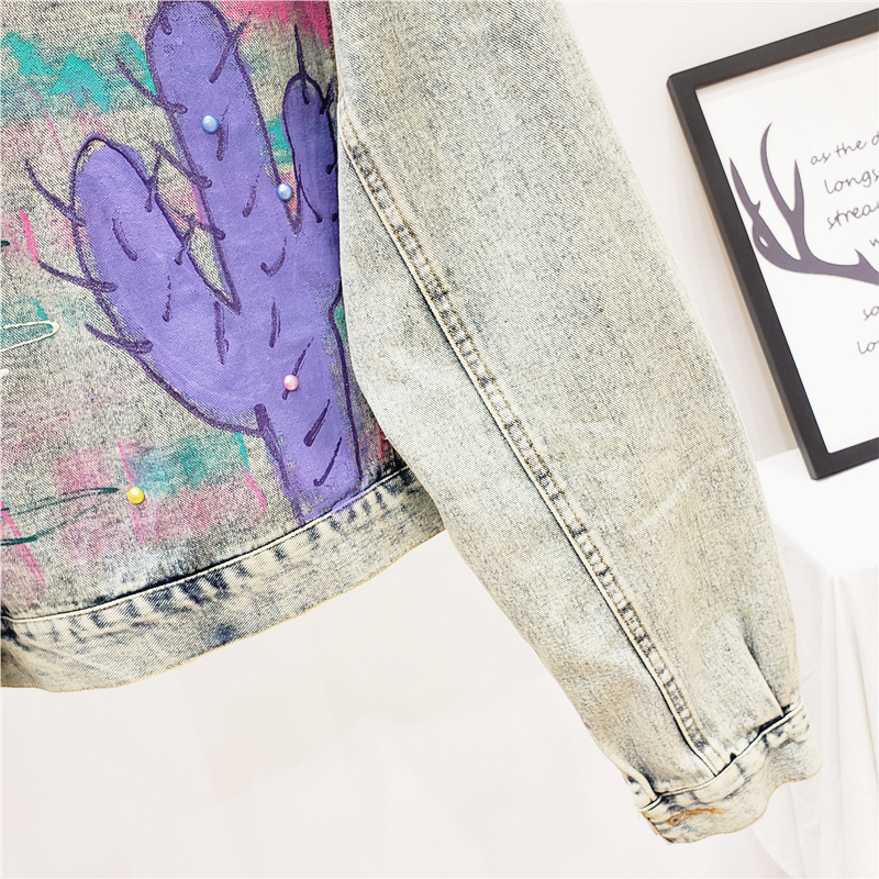 Hand drawn doodle letters denim jacket