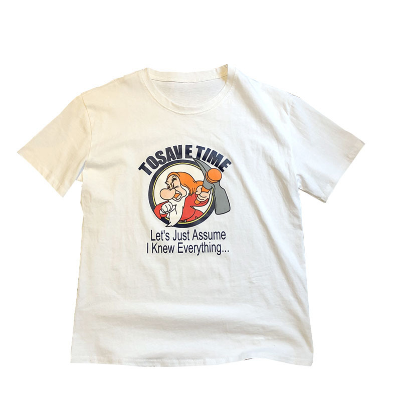 Korean cartoon half sleeve all-match bottoming shirt