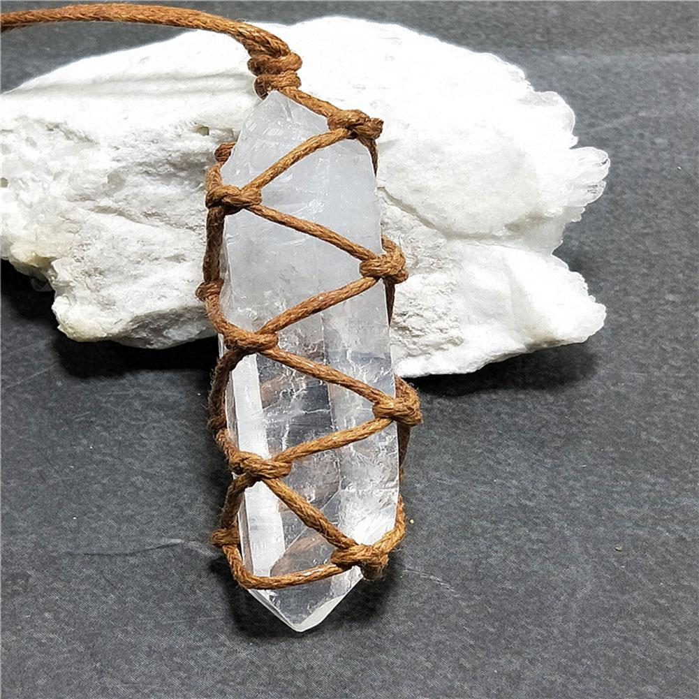 White crystal pillar pendant necklace — foto 8