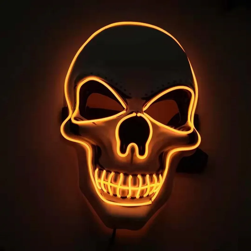 Skull LED Glowing Halloween Mask - Orange