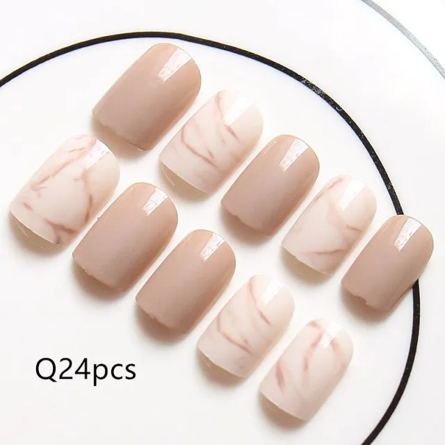 Light khaki smudge false nails Glue Models - Shop at LoveMi