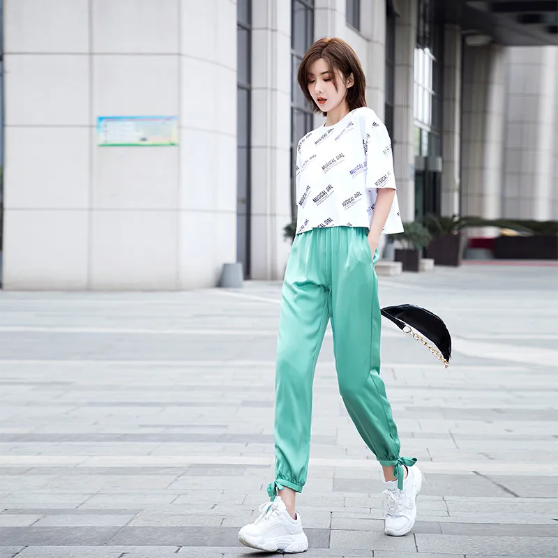 Wide leg pants with high waistline - Green