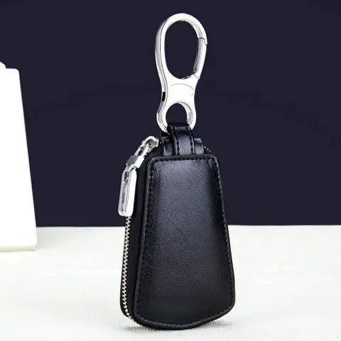 Leather Car Key Case with Zipper Waistband