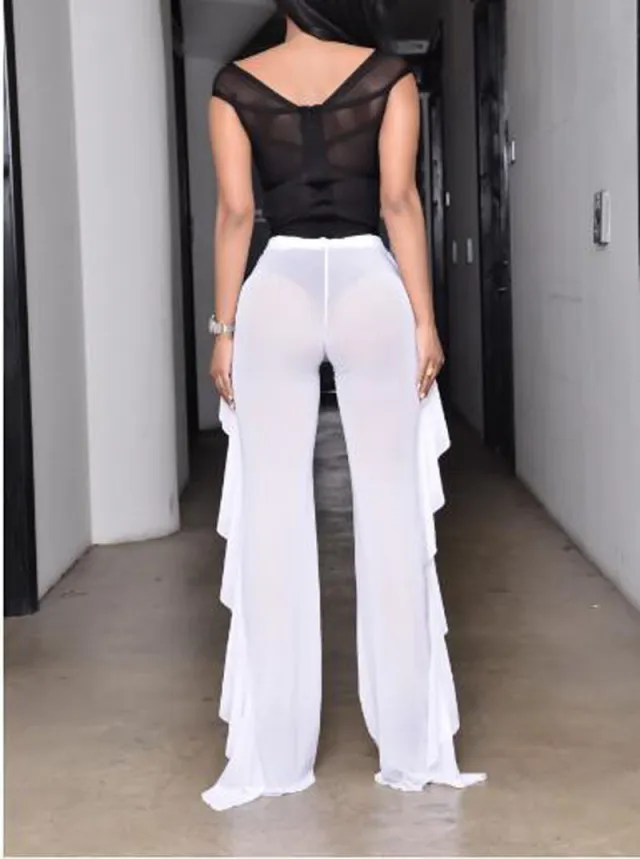 Vacation ruffle trousers White - Shop at LoveMi