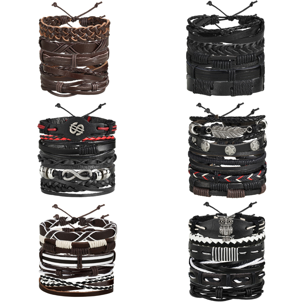 Men's Vintage Handmade Multilayer Leather Bracelet Wrist