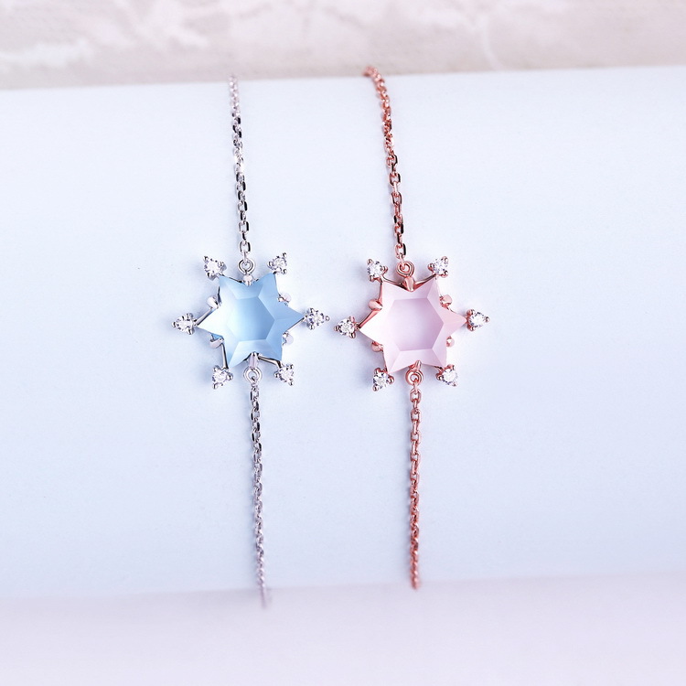 Sky blue topaz snowflake bracelet