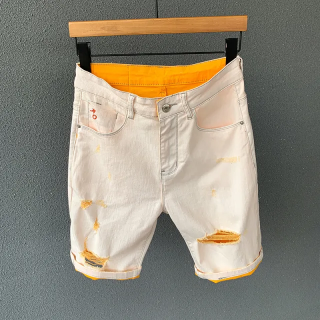 Denim ripped shorts Yellow - Shop at LoveMi