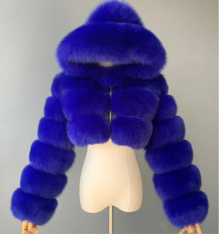 New Winter Faux Fur Coat for Women - Blue
