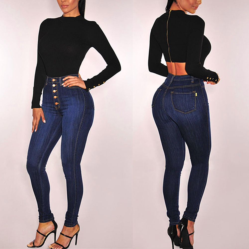 Autumn high selling ladies jeans waist sexy female skinny jean Black - Shop at LoveMi
