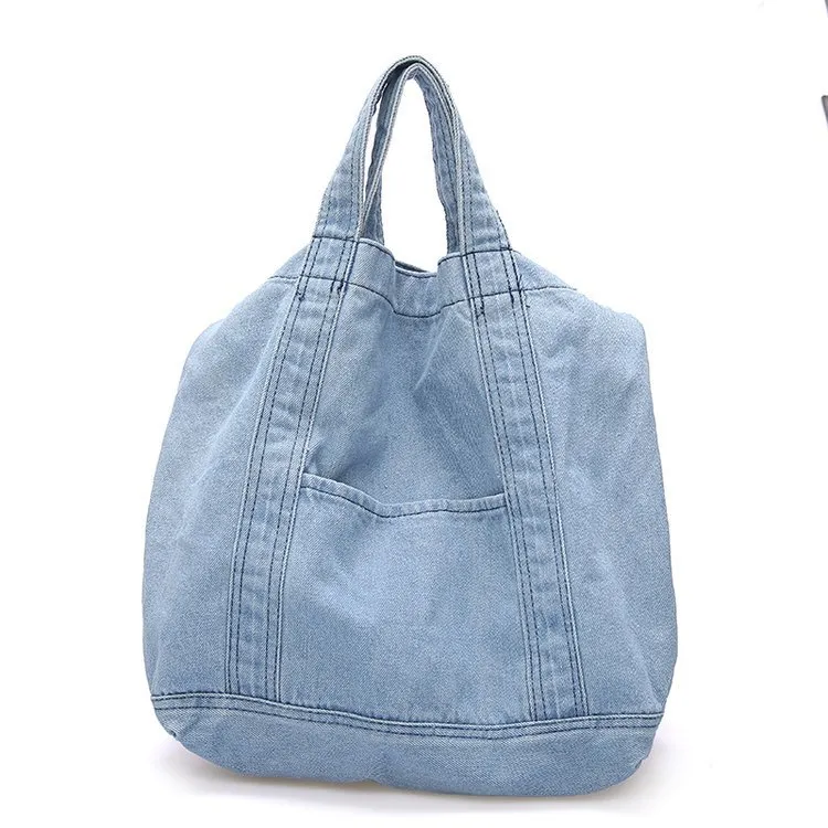 Big Tote Bags Large Capacity Canvas Denim Shipping Bag - Blue