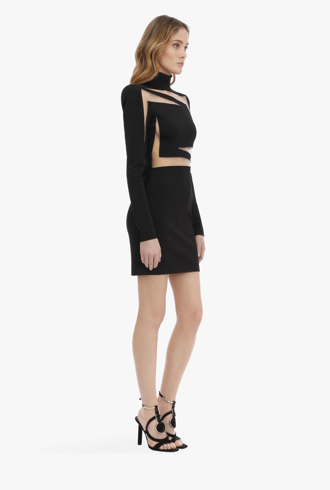 Tulle panel geometric dress