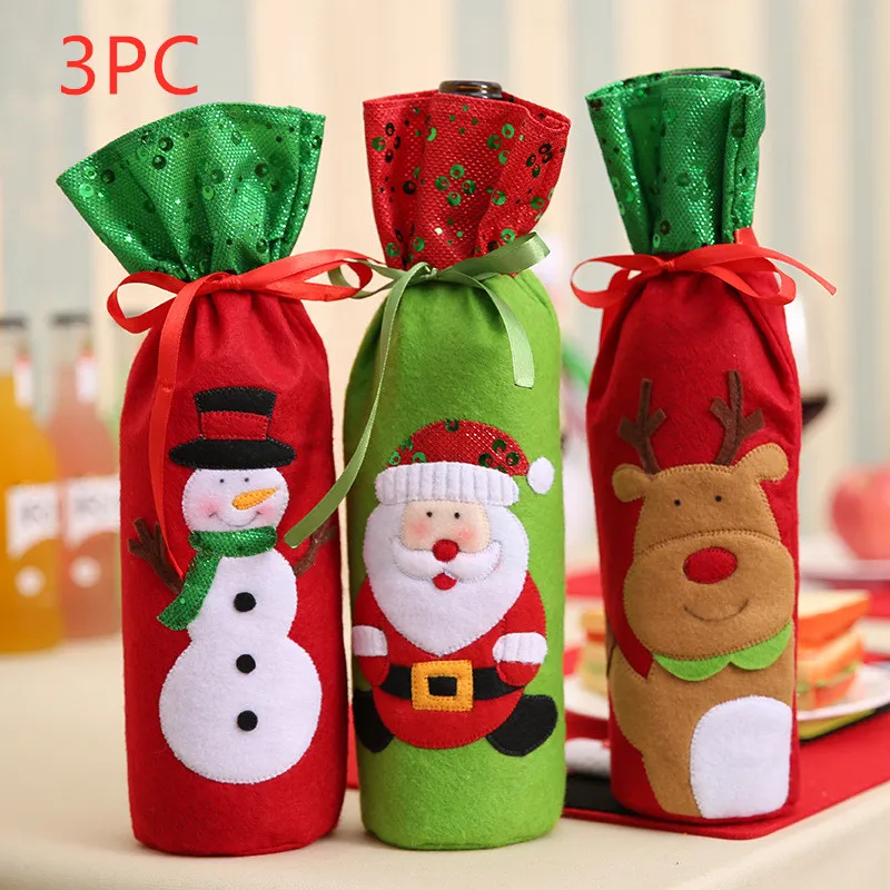 Sequin embroidery wine bottle bag old snowman deer wine bag - A Group