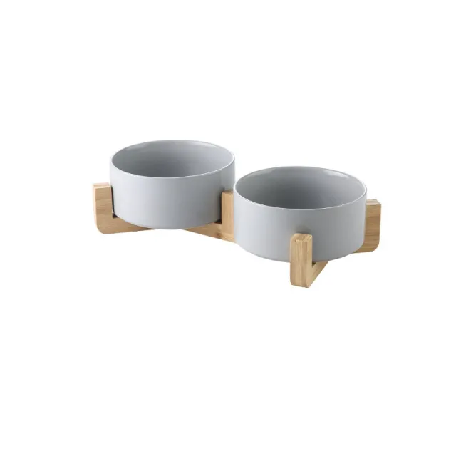 Ceramic cat bowl cat food bowl Grey Double A - Shop at LoveMi