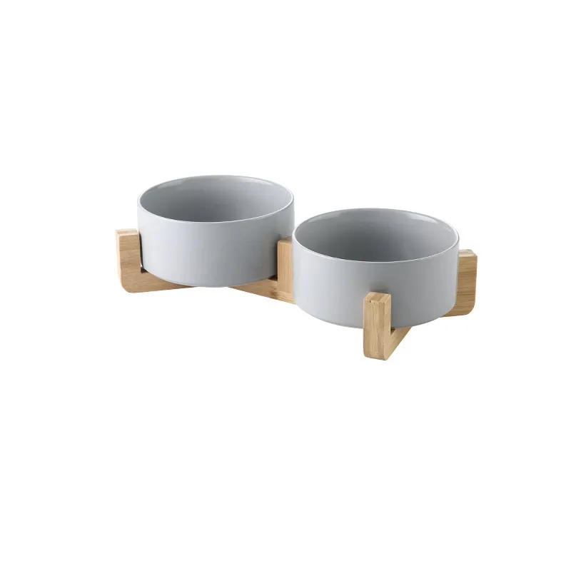 Ceramic cat bowl cat food bowl - Grey Double A