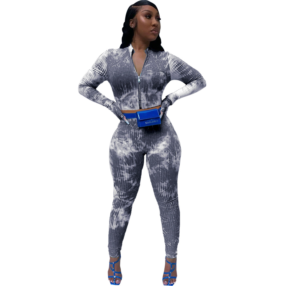 Tie dye long sleeved two piece suit Grey - Shop at LoveMi