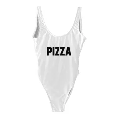 Letter print one-piece swimsuit - White - View 1