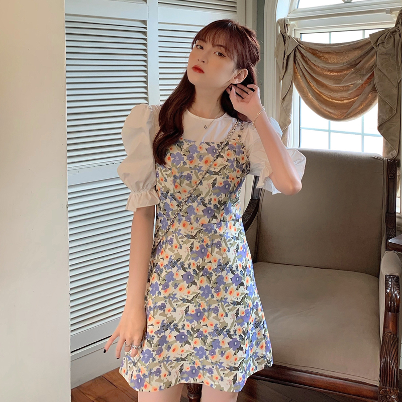 Floral suspenders skirt