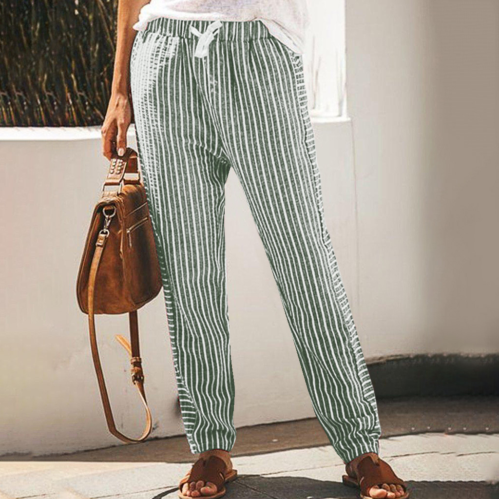 Striped wide leg pants Green - Shop at LoveMi
