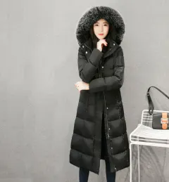 Long down jacket women - Real Fur Collar - View 1