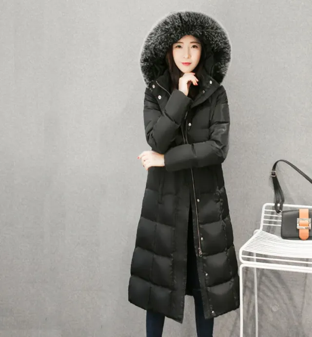 Long down jacket women Real Fur Collar - Shop at LoveMi
