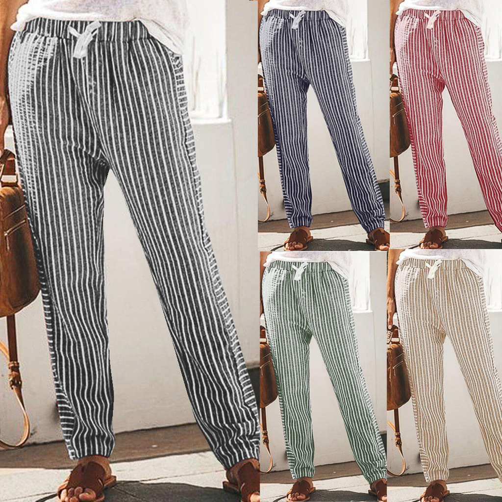 Striped wide-leg pants