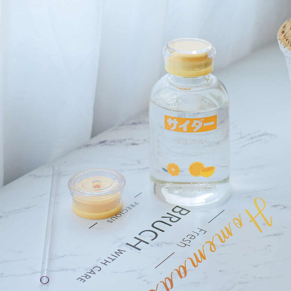 A Cup Of Double Lid Straw Net Red Cartoon Glass