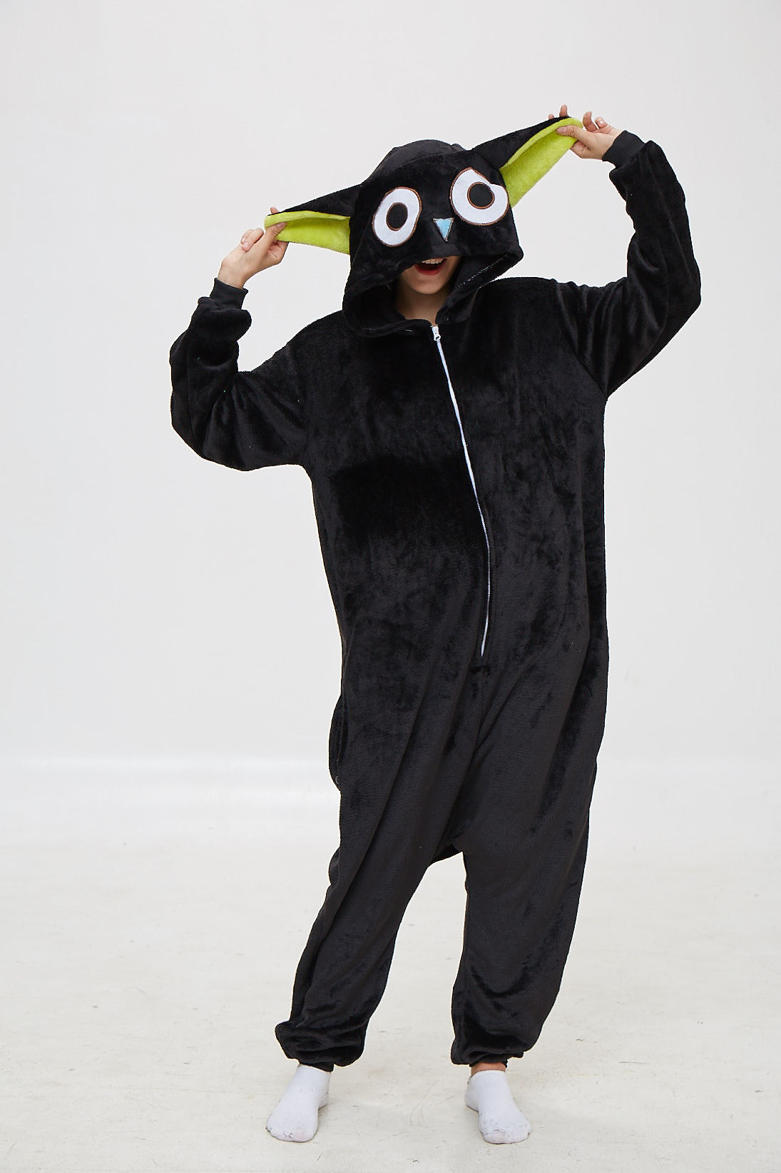 Flannel cartoon animal one-piece pajamas