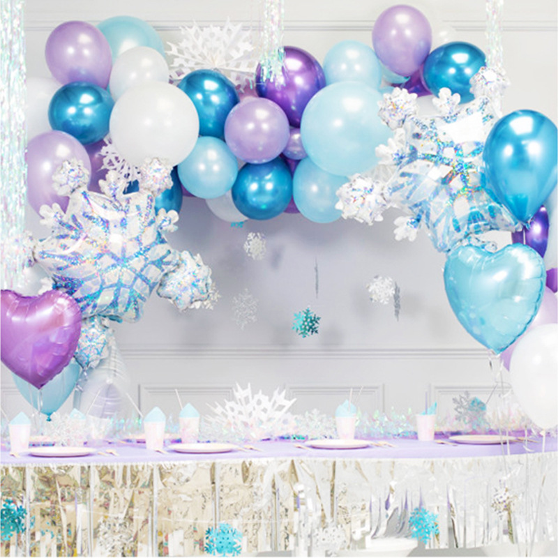 92pcs Ice Princess Snowflake Foil Balloons
