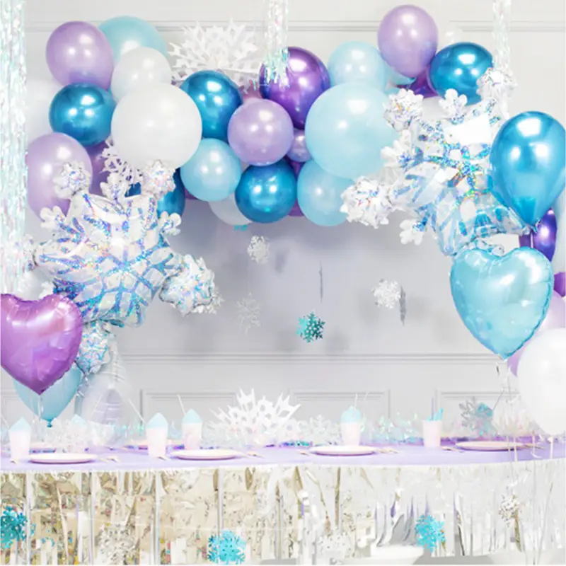 92pcs Ice Princess Snowflake Foil Balloons