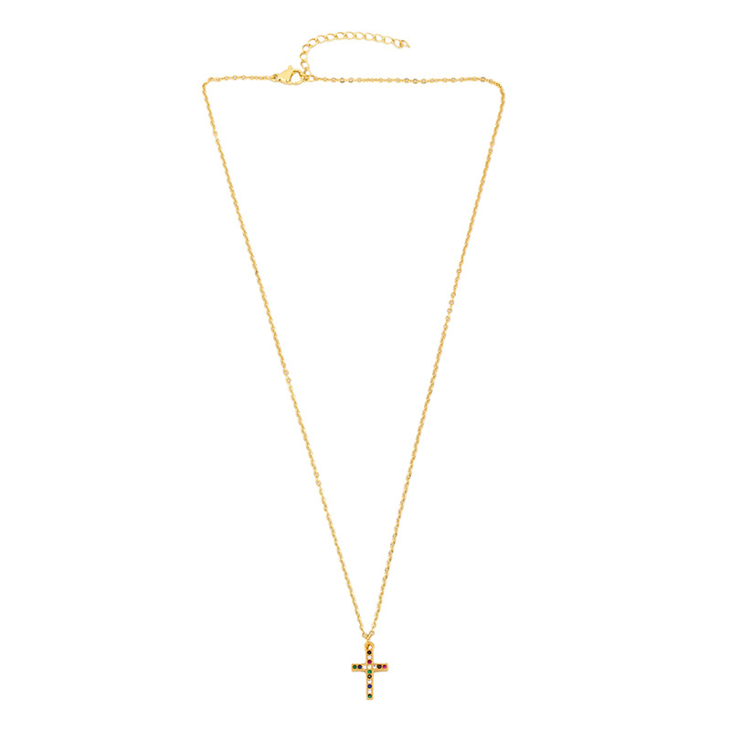 Zircon cross pendant necklace