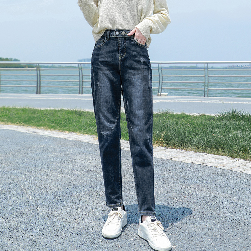 High waist slim harem pants Blue - Shop at LoveMi