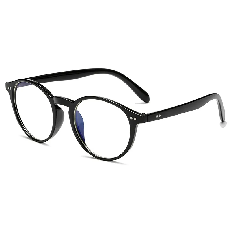 Double nail round frame anti-blue glasses frame - Black