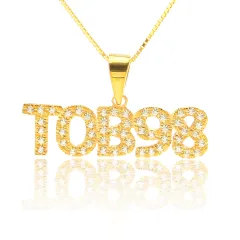 925 Sterling Silver Full Diamond Necklace Customization - Gold - View 1