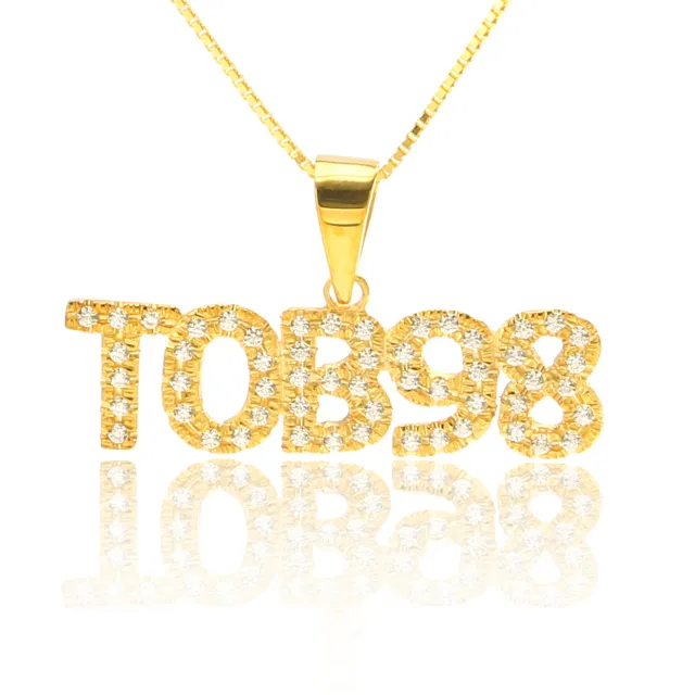 925 Sterling Silver Full Diamond Necklace Customization Gold - Shop at LoveMi
