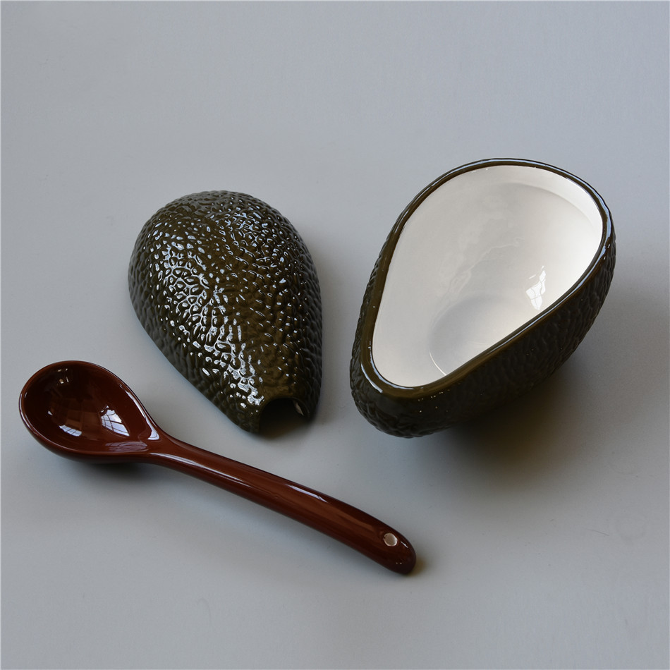 Hand painted avocado ceramic bowl