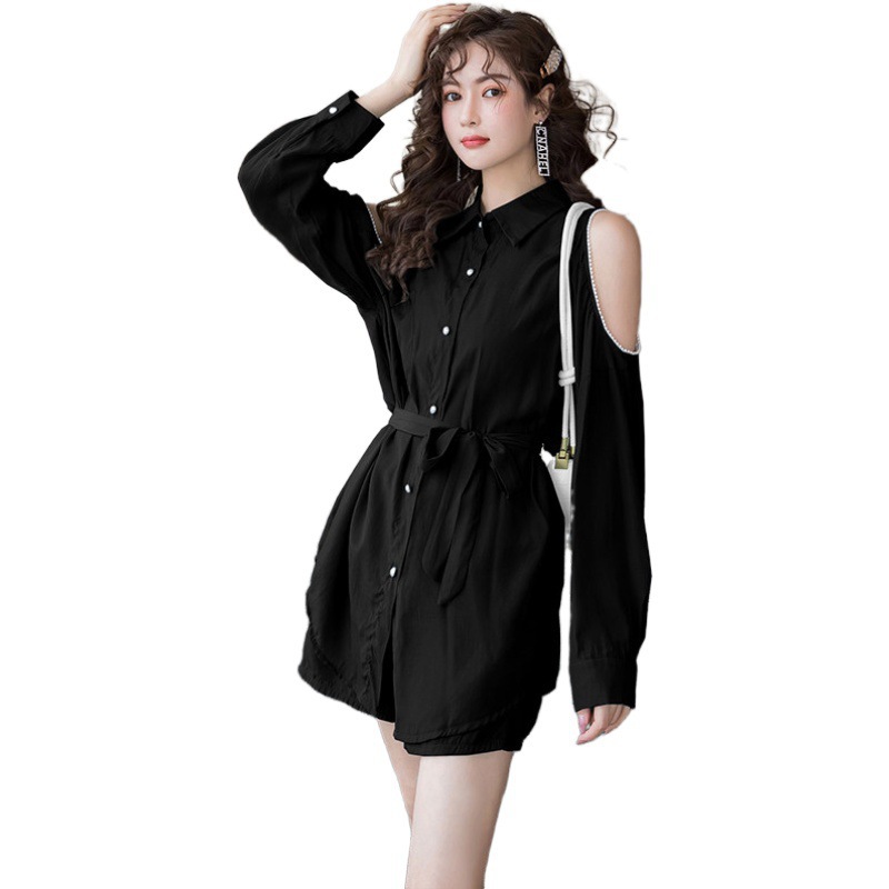 Two-piece shirt wide-leg shorts