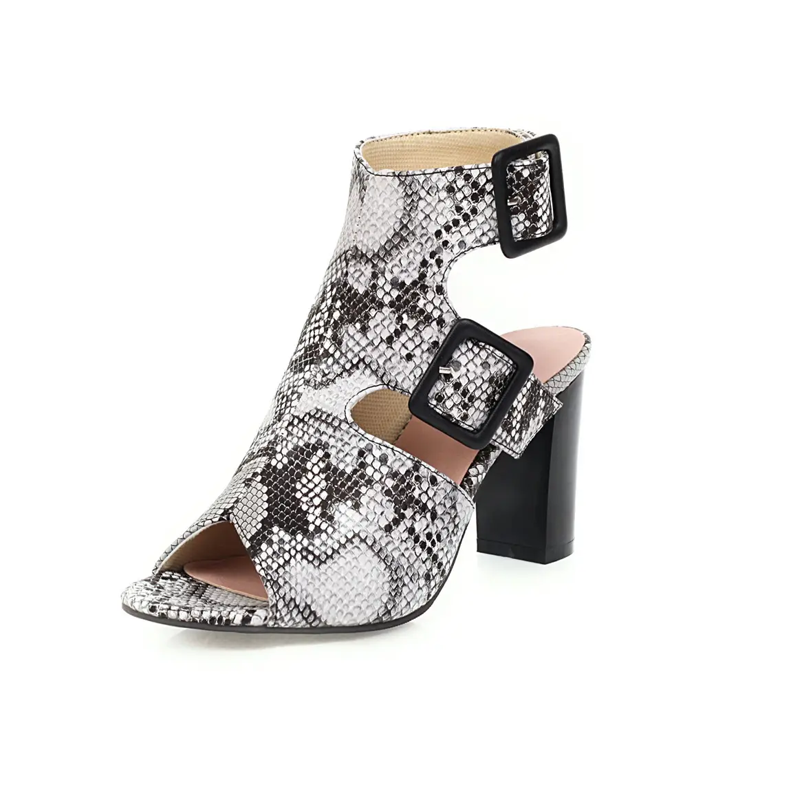 Large size belt buckle thick heel high heels
