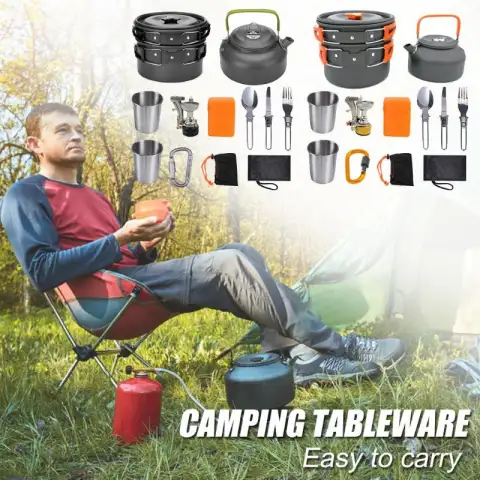 Camping Cookware Kit Outdoor Cooking Set Aluminum Equipment Pot